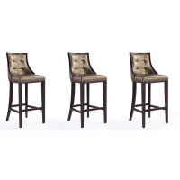 Manhattan Comfort 3-BS007-BZ Fifth Avenue 45 in. Bronze and Walnut Beech Wood Bar Stool (Set of 3)